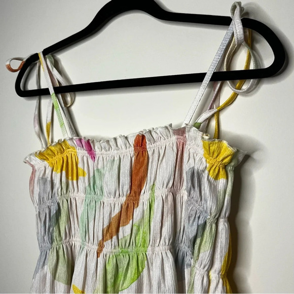 ASOS Design Colorful Ruched Summer Watercolor Tie Strap Mini Dress - Picture 3 of 7